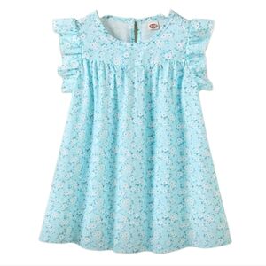 Girls Floral Round Neck‎ Sleeveless Ruffles Princess Kids Summer Toddlers Dress